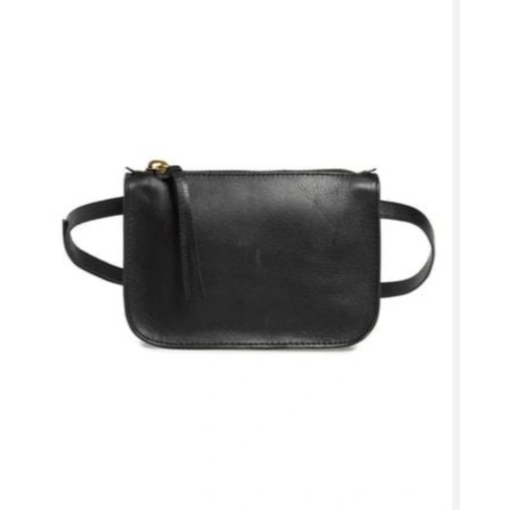 MADEWELL The Simple Pouch Belt Bag Fanny Black Size SMALL Leather